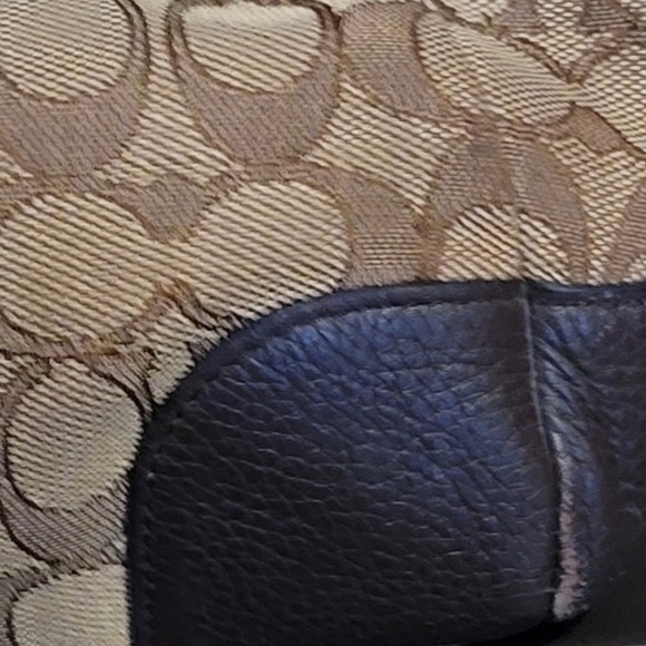 SOLD Coach Shoulder Bag Brown and Tan Signature Leather and Canvas Monogram - Picture 9 of 12